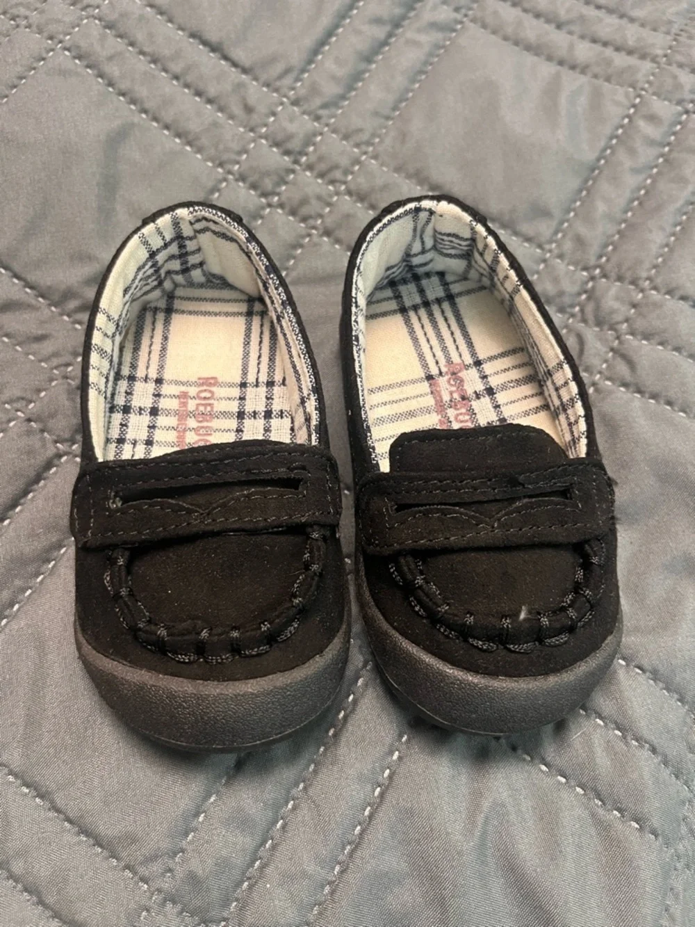 Cute black Roebuck & Co. baby loafers